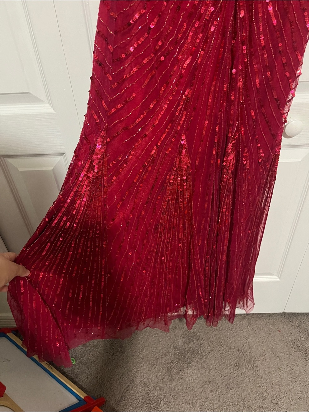 Cache Sequined Red Maxi Dress - Picture 5 of 6